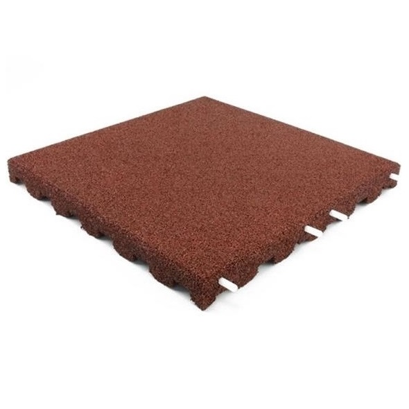 Gummiflise på 50x50x4,5 centimeter. skridsikker. vejr og vindbestandig. rød. 6 kg. fald på 1,85 meter.