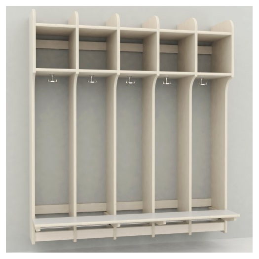 Skolegarderobe m. lamineret bænk