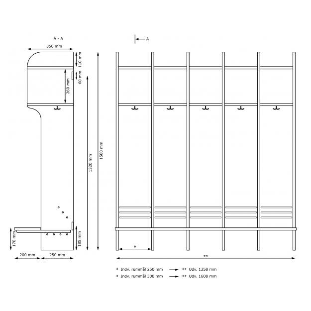 2502350 B1 Skolegarderobe m. lamineret bænk