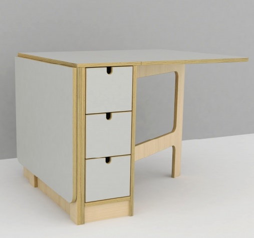 2109250 B Klapbord laminat med 3 skuffer